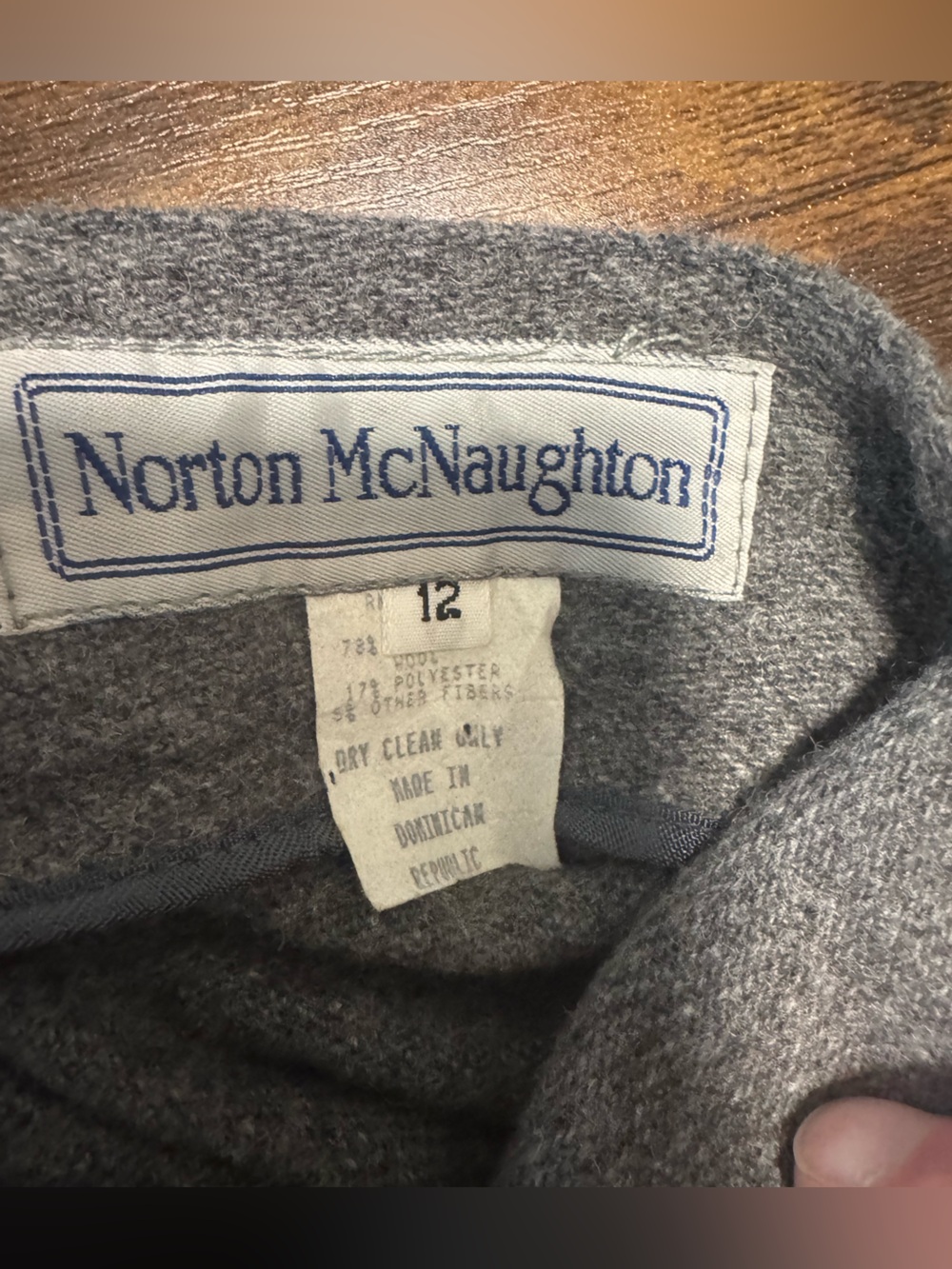 Norton McNaughton Grey Pencil Tea Length VTG Wool Skirt Size 12 - Picture 10 of 11